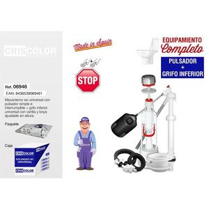 Meccanismo WC Universale Criscolor con Pulsante e Valvola di Scarico Prodotto in Spagna - Product Image 1