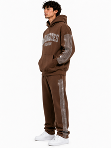 Conjunto de Sudadera con Capucha y Pantalones Deportivos Personalizados de Primera Calidad con Logotipo de Pedrería, Transpirables, Ecológicos, para Hombre y Mujer, 100% Algodón Felpa - Product Image 4