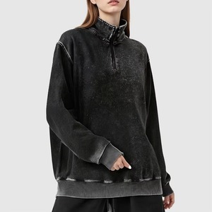 Sweat-shirt surdimensionné 320G à col zippé et épaules tombantes, style vintage, avec fermeture éclair 1/4, pour homme - Product Image 4