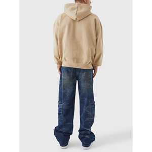 Sweat-shirts à capuche surdimensionnés de haute qualité personnalisés, 500 g/m², 480 g/m², en coton épais, avec impression 3D en relief pour hommes - Product Image 3