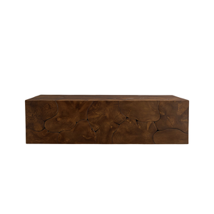 Mesa de Centro de Madera de Teca Sólida de Estilo Rústico Contemporáneo, Bloque de Madera de Grano Entero Hecho a Mano, Mesa de Lujo para Sala de Estar - Product Image 3