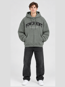 Premium Heavyweight Oversized Hoodie Streetwear Heavyweight Cotton Drop Shoulder Graphic Print Full Zip Unisex Sweatshirt <b>Jacket</b> - Product Image 3