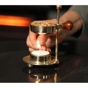 New Arrival Handmade Embossed Work Round Wax Warmer Delightful Aroma charcoal resin heated Warm Shining Light Aromatic Metal - Product Image 2