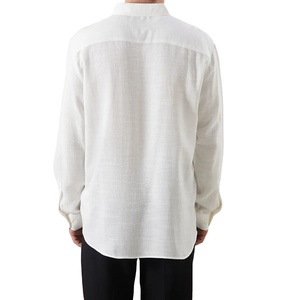 Camisa formal ajustada para hombre 50 rayón viscosa 50 tela de algodón dobby transpirable acabado texturizado botón abajo cuello patrón liso - Product Image 5