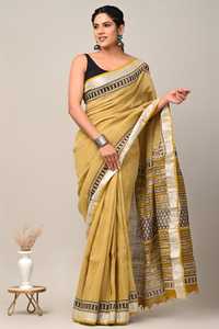 Trending BAGRU <b>BLOCK</b> Indian Cotton Linen Women's Traditional Saree Handmade <b>Block</b> <b>Print</b> Casual & Festive Wear Wholesale - Product Image 3