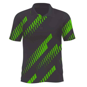 เสื้อโปโลชายสีดำขาวลายเรขาคณิต แขนสั้น แห้งเร็ว สปอร์ต ผ้าถักโพลีเอสเตอร์ ติดกระดุม - Product Image 4