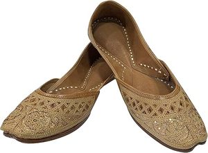 Calzado Tradicional Khussa Jutti para Bodas, Colores Sólidos, Hecho a Mano en Pakistán e India, para Mujer - Product Image 2