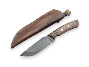 Couteau de Bushcraft artisanal en acier à haute teneur en carbone avec manche en bois de noyer et étui en cuir, vente en gros OEM, couteau à lame fixe - Product Image 2