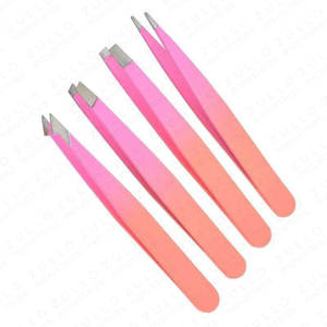 4PCS Stainless Steel Eyebrow Tweezers Set Pink Orange Gradient Slant Tip Precision Beauty Grooming <b>Tools</b> OEM - Product Image 5