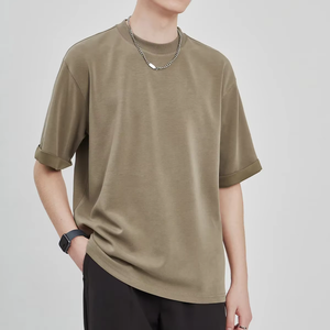 Wholesale Breathable custom logo Knitted short sleeve casual Trendy <b>Black</b> <b>Plain</b> Cotton O-Neck Mens <b>T</b>-<b>shirt</b> Premium Quality - Product Image 5