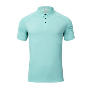 Men's Navy Blue Short Sleeve Polo Shirt Regular Fit Casual Solid Color Woven Fabric - Product Image 3