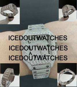 Montre mécanique de luxe sertie de diamants VVS Moissanite, style Hip-Hop Ice Out, montre diamantée étincelante - Product Image 1