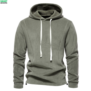 Sweat-shirt à capuche en polaire bleu marine pour homme, coupe classique, décontracté, pour l'hiver, avec cordons de serrage blancs et poche avant - Product Image 4