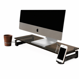 Soporte Elevador de Monitor Moderno Negro Estándar Global Orbit GO-2286 con Hub USB y Escritorio de Vidrio para Computadora, Hecho en Taiwán - Product Image 3