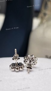 925 Silver with VVS Moissanite Diamond Flower Shape Screw <b>Back</b> Stud <b>Earrings</b> Bezel Setting Classic Women's Jewelry - Product Image 4