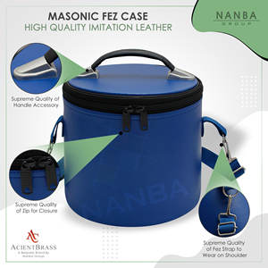 Estuche de Cuero Suave para Gorra Masónica Azul Deluxe con Cierre de Cremallera, Caja de Almacenamiento Ligera y Personalizable para Gorras/Sombreros - Product Image 5