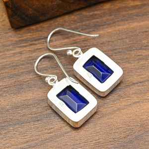 Pendientes de Zafiro Azul, Plata de Ley 925, Hechos a Mano, Atractivos, Joyería de Zafiro Natural, Regalo de Compromiso - Product Image 6