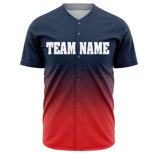 Camiseta de Béisbol Personalizada para Hombre, con Botones, Degradado Azul Marino y Rojo, Transpirable, Uniforme de Equipo de Softbol, Camisa Deportiva - Product Image 2