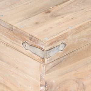 Coffre en bois d'acacia massif et en fer, 15,7x15,7x15,7 pouces, blanc, pour armoires de salon - Product Image 6