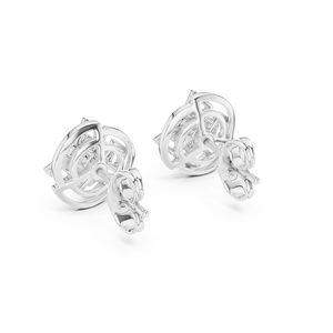 Juego de pendientes de diamantes cultivados en laboratorio con halo calado estilo vintage, engastados en oro blanco de 18 quilates, para compromiso, boda, fiesta, regalo de San Valentín, uso diario - Product Image 3