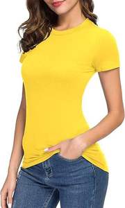 Camisetas de Moda para Mujer, con Logotipo Personalizado, Suaves, Transpirables, de Secado Rápido, para Verano, Corte Ajustado, Manga Corta, Algodón, Colores Personalizados - Product Image 6