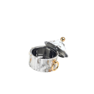 Luxurious Design Stainless Steel Food Warmer Insulated Casserole Serving Hot Pot with Gold Plated Finishing & Ribbed Texture - Product Image 2