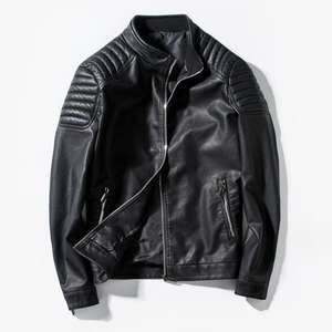 เสื้อแจ็คเก็ตหนัง PU สำหรับผู้ชายเสื้อโค้ทสำหรับนักขี่มอเตอร์ไซค์กันลมทันสมัยสำหรับฤดูใบไม้ผลิขนาด XXXL - Product Image 2