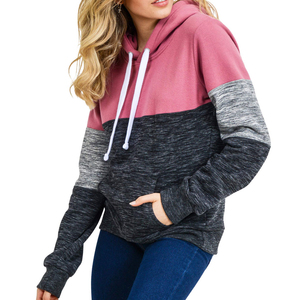 Women's Color Blocked Hooded Sweatshirt Regular Fit Cotton <b>Blend</b> Knitted Casual Autumn Wear with Pockets - Product Image 3