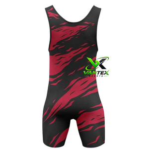 Vantex Sports Red Tiger Face Sublimation <b>Wrestling</b> Singlet Adult Quick Dry Unisex Spandex 200g - Product Image 2