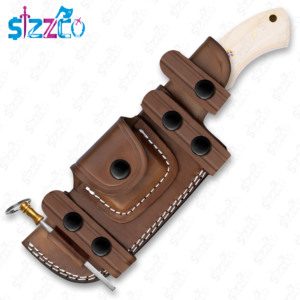 Custom Handcrafted Damascus Steel Hunting <b>Knife</b> Fixed Blade Drop Point <b>Bone</b> <b>Handle</b> Outdoor Survival <b>Knife</b> with Leather Sheath - Product Image 3