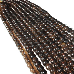 Rudra Gems Smooth Round Polished 8mm Cuentas de cuarzo ahumado Natural Brown Gemstone DIY Strands para la fabricación de joyas - Product Image 2