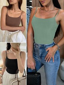 Top Camisero Básico de Moda para Mujer, Acanalado, de Algodón Elástico, Ajustado, Sin Mangas, Suave, Transpirable, Ligero, Informal, para Verano - Product Image 6
