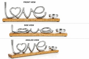 ที่วางเทียนรูปหัวใจฐานไม้ตกแต่งบ้านของขวัญวันวาเลนไทน์ - Product Image 4