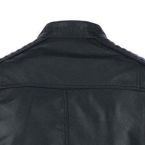 Men's Genuine Leather Stand Collar Zipper Closure Windproof <b>Slim</b> <b>Fit</b> Regular Length Quilted Pattern Custom Style <b>Jacket</b> - Product Image 2