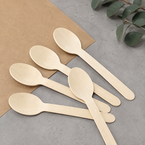 Couverts en bois écologiques, ustensiles de fête biodégradables, ensemble jetable 158 mm, couteau, fourchette, cuillère en bois - Product Image 2