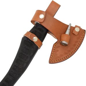 Hache Viking en acier à haute teneur en carbone de qualité industrielle Nordic Forge, manche en bois de frêne personnalisé OEM, hache à barbe, étui en cuir - Product Image 4