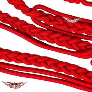 Cordón de hombro rojo tipo aiguillette con punta de latón, cordón de hombro trenzado tipo aiguillette con punta metálica dorada - Product Image 4