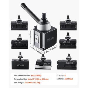 Set di 8 Portautensili a Cambio Rapido con Supporti per Utensili da Tornio Tipo a Cuneo, Accessori per Tornitura - Product Image 5