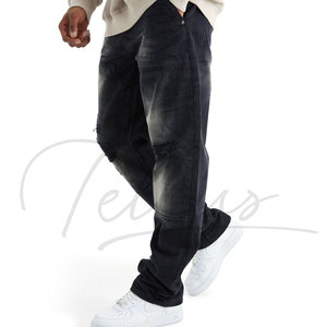Jeans baggy pour hommes personnalisés avec logo OEM, jeans baggy pour hommes très vendus, jeans baggy droits pour hommes personnalisés - Product Image 4