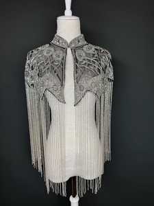 Sac à bandoulière brodé de perles marron, motif scène de village (maison, voiture, mouton), sac à main fantaisie pour femme, pochette à rabat à franges - Product Image 2