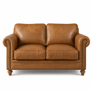 Premium Mid for Modern Genuine Leather 2 Seater <b>Sofa</b> <b>Bed</b> Nailhead Trim Wrinkle-free Eco-Friendly Durable for Villa Park - Product Image 1