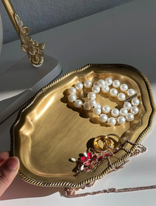 High Quality Dishwasher safe Metal Brass Hammered <b>Snack</b> <b>Tray</b> Modern Rectangular Platter with Gold Finish for home use - Product Image 6