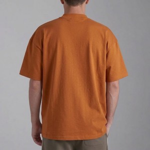 Nuevo Diseño de Camiseta para Hombre, Color Naranja, Tejido de Punto, 100% Algodón, Manga Corta, Cuello Redondo, Estilo Casual, Color Sólido, Corte Holgado, Transpirable y de Secado Rápido - Product Image 6