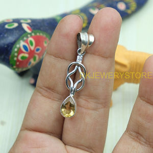 Pendentif en citrine naturelle, argent sterling 925, pendentif en citrine fait main, bijoux minimalistes pour femmes, vente en gros d'argent et de citrine - Product Image 6