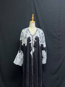 Oferta Especial: Abaya Musulmana de Noche para Fiesta, Estilo Turco y Dubái, con Cuentas y Lentejuelas Florales, Manga Larga, Antiarrugas, Largo hasta el Suelo, Cuello en V - Product Image 3