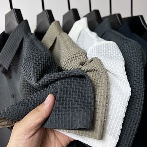 T-shirt pour homme à manches courtes en polyester/coton, tricoté, infroissable, personnalisé, décontracté, été, couleur unie, extensible - Product Image 4