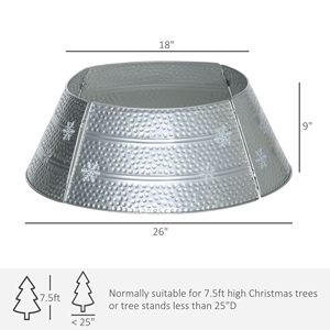 Collare per Albero di Natale Fatto a Mano da 26 Pollici in Argento con Anello in Acciaio e Decorazione a Fiocco di Neve Inciso, Decorazione Natalizia Fai-da-Te da Appendere - Product Image 3