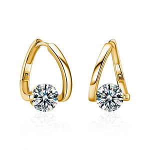 Pendientes de Aro Trenzados de Plata de Ley 925 con Moissanita, Joyería Fina de Lujo para Mujer, con una Sola Piedra Redonda de Diamante de Laboratorio - Product Image 2