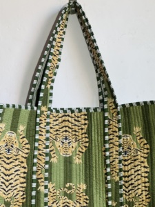 <b>Tiger</b> <b>Print</b> Canvas Tote Bag Open <b>Top</b> Shopping Bag All Seasons Use Bohemian Style Embroidered Design - Product Image 3