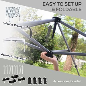 Gazebo Portatile 8x8 con Borsa per il Trasporto con Ruote e 4 Sacchi di Sabbia, Altezza Regolabile - Product Image 5
